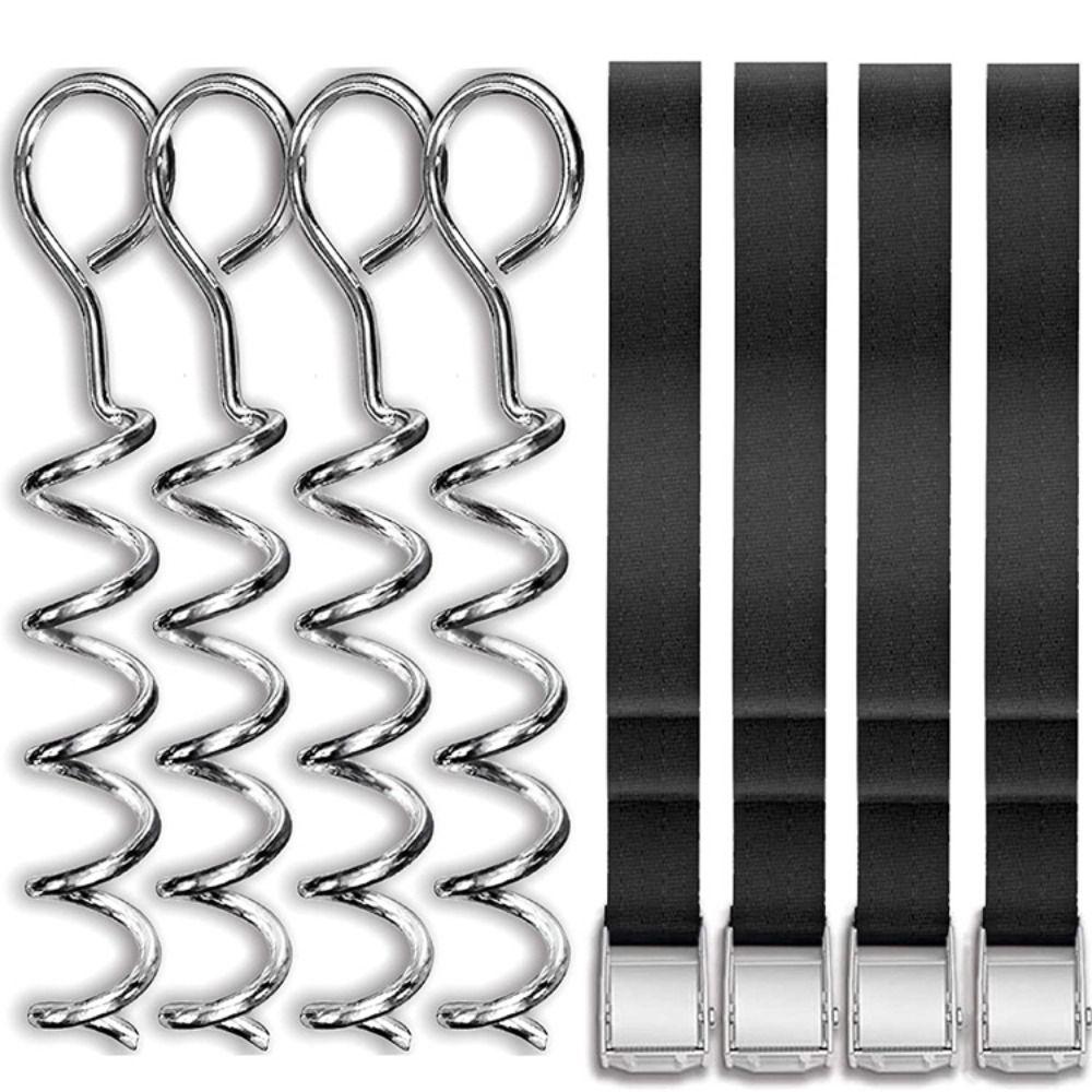 

Corkscrew Shape Trampoline Stakes with Belt Straps Ground Wind Stake Swing