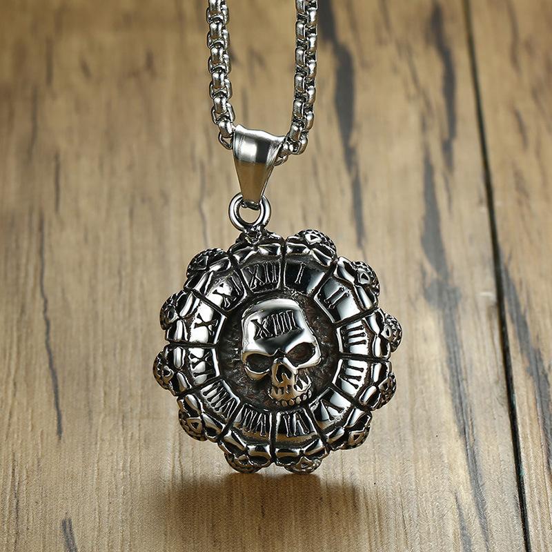 Korean Stainless Titanium Steel Men'S Necklace Pendant Personalized Tag Student Trendy Male Skull Jewelry