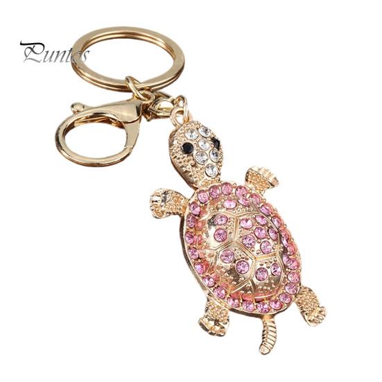 Alloy Shell Keychain Pendant Pendant, 3D Turtle Design Key Holder with Sparkling Rhinestones Inlaid, Three-dimensional Charm Easy to Attach Lucky for