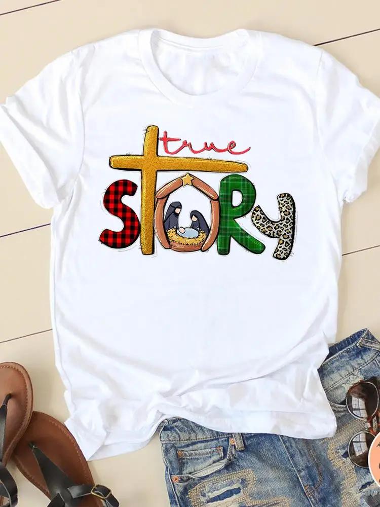 Clothing Casual FeUnisex Tshirts Ladies Graphic Letter Style Cute Sweet Sleeve Fashion Women Print Tees Faith Aesthetic Clothes