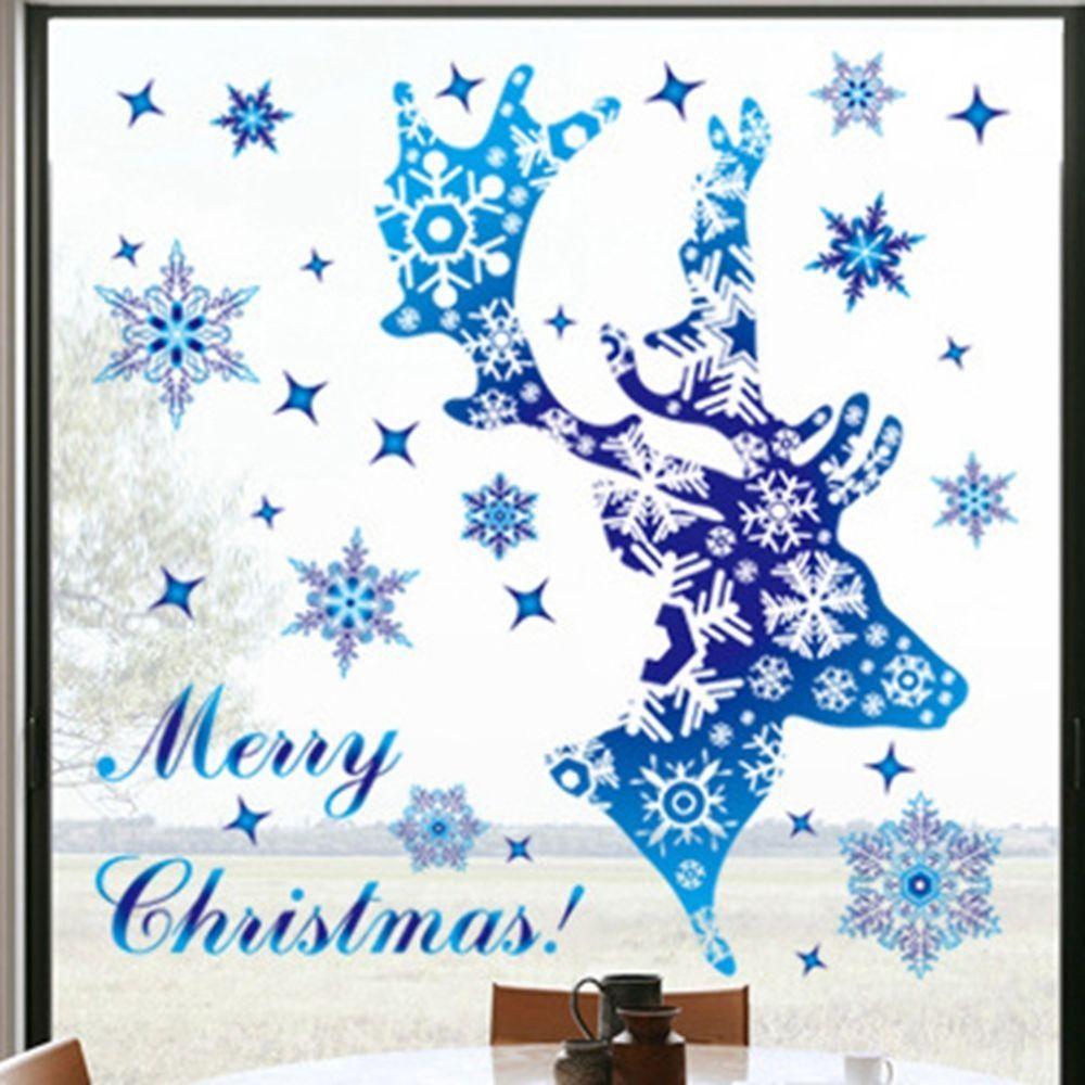 

DIY Blue Snowflake Electrostatic Sticker Portable Window Glass Stickers Rooms
