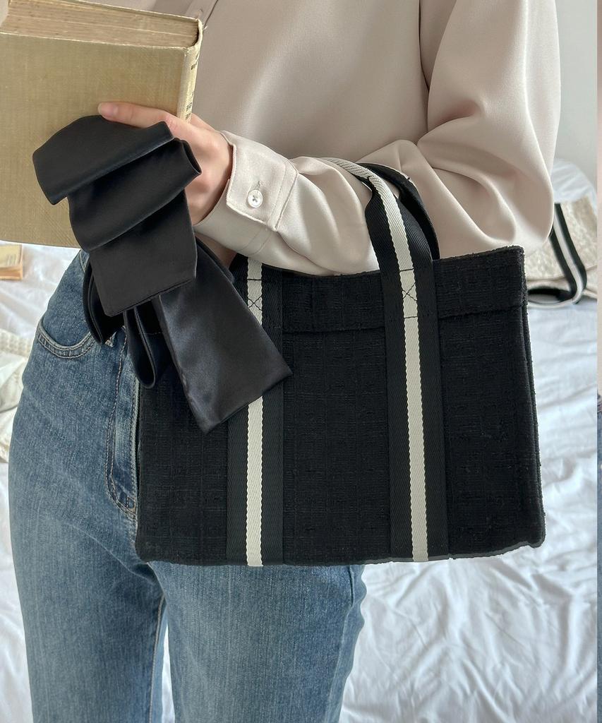 Oror Book Tote Bag 007 Tweed Black