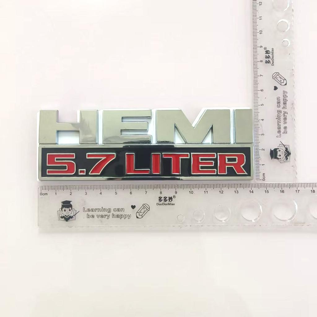 Large metal stickers 14.3 cm HE 5.7 LITRES suitable for decorative sticker accessories for the rear of the car trunk.