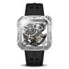 BONEST GATTI Original Skeleton Design Square Mechanical Watch Sapphire Crystal Luminous Rubber Strap Men's High-End Watches