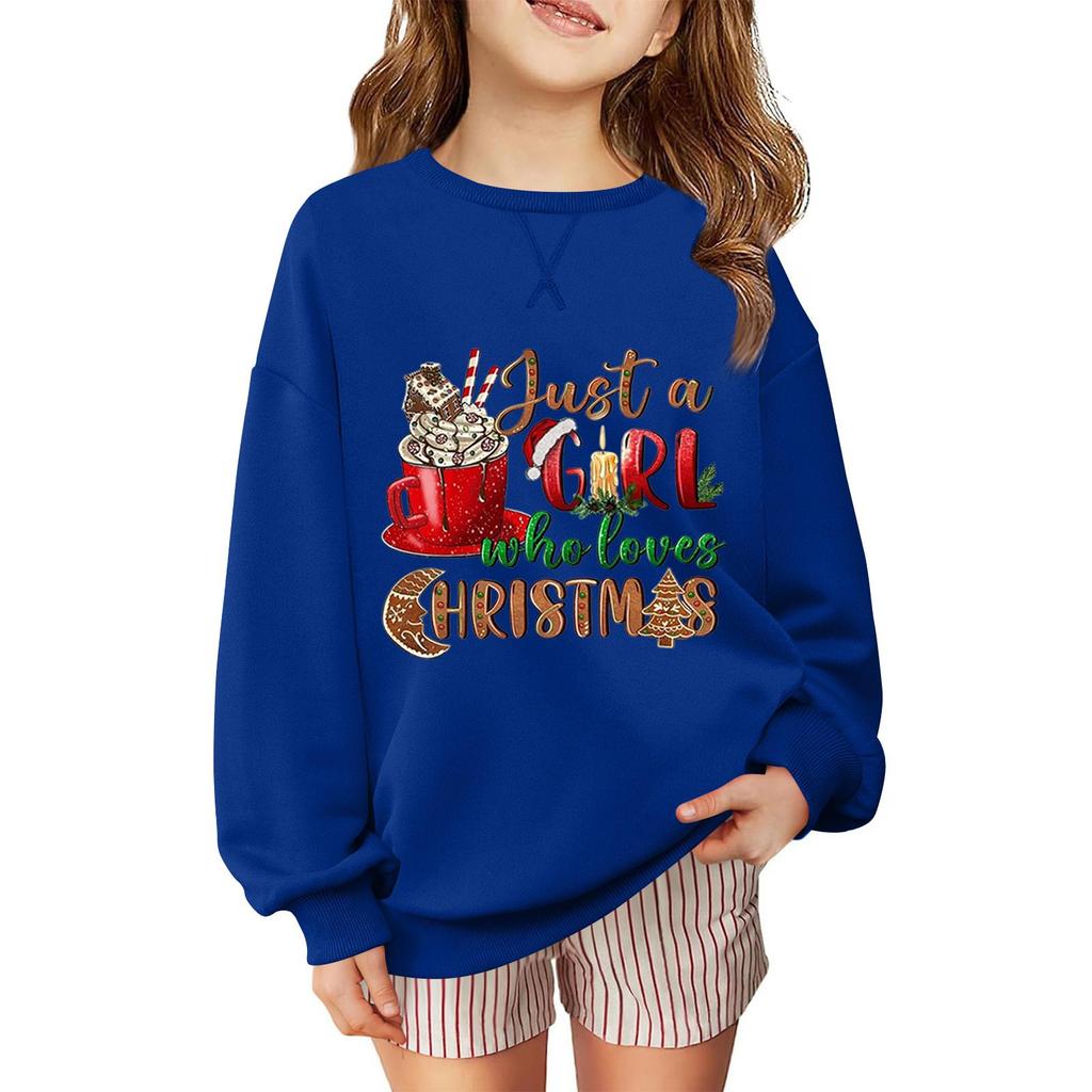 Дитячий Модний Повсякденний Пуловер-Світшот Вільного Крою з Довгим Рукавом та Різдвяним Принтом