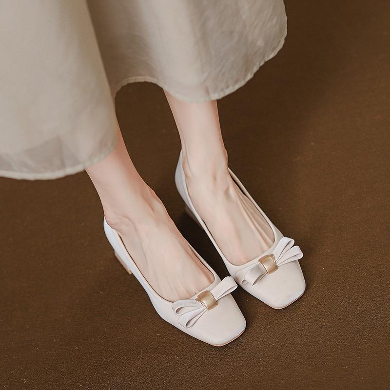 2025 Spring and Autumn New Single Shoes Square Head Thick Heel Mary Jane Shoes High-end Temperament Banquet Shoes