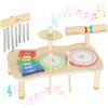 Children's Wooden Musical Instruments Montessori with Drum Xylophone Double Tone Cymbal Wind Bell