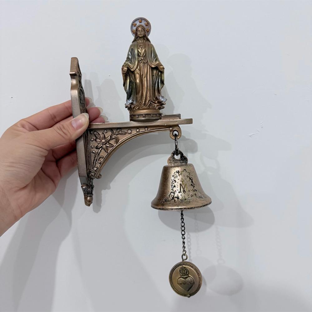 Metallglocke Unsere Liebe Frau von der Gnade Wandglocke Antike Figur Hängende Glocke Medaille Türklingel Heimdekoration