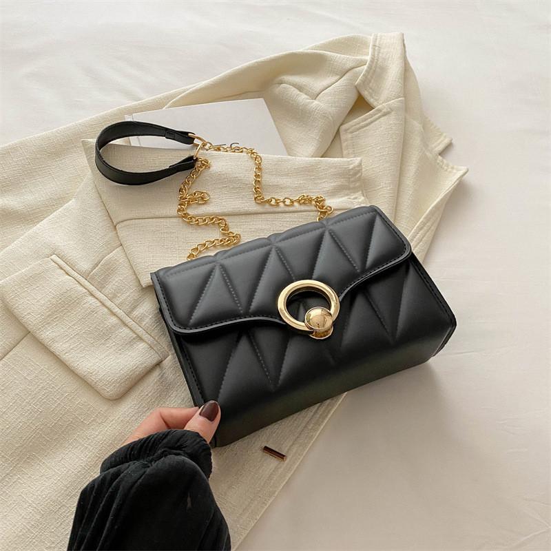 

Chic Street Style Quilted Shoulder Bag With Lock Black Pink Silver White Khaki чёрный