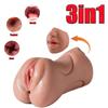 3 In 1 Men's Oral Cunnilingus Anal Sex Toys Masturbation Deep Throat Artificial Real Cunnilingus Oral Sex Male Masturbator Oral Sex Realistic Vagina