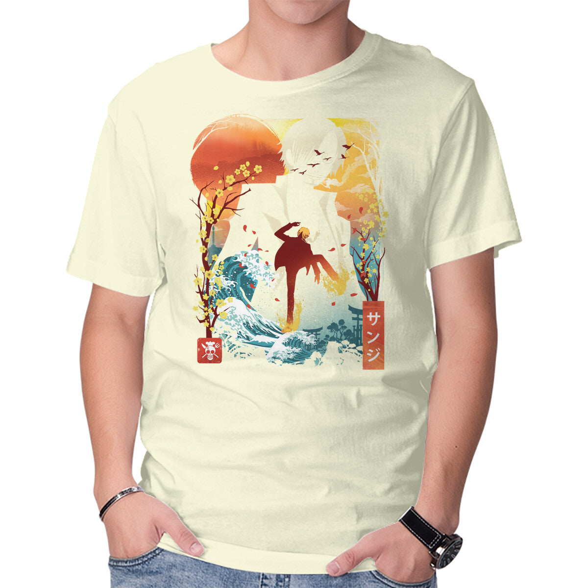 Unisex Crew Neck T-Shirt Ukiyo Mr. Prince Graphic Short Sleeve Casual Tee L
