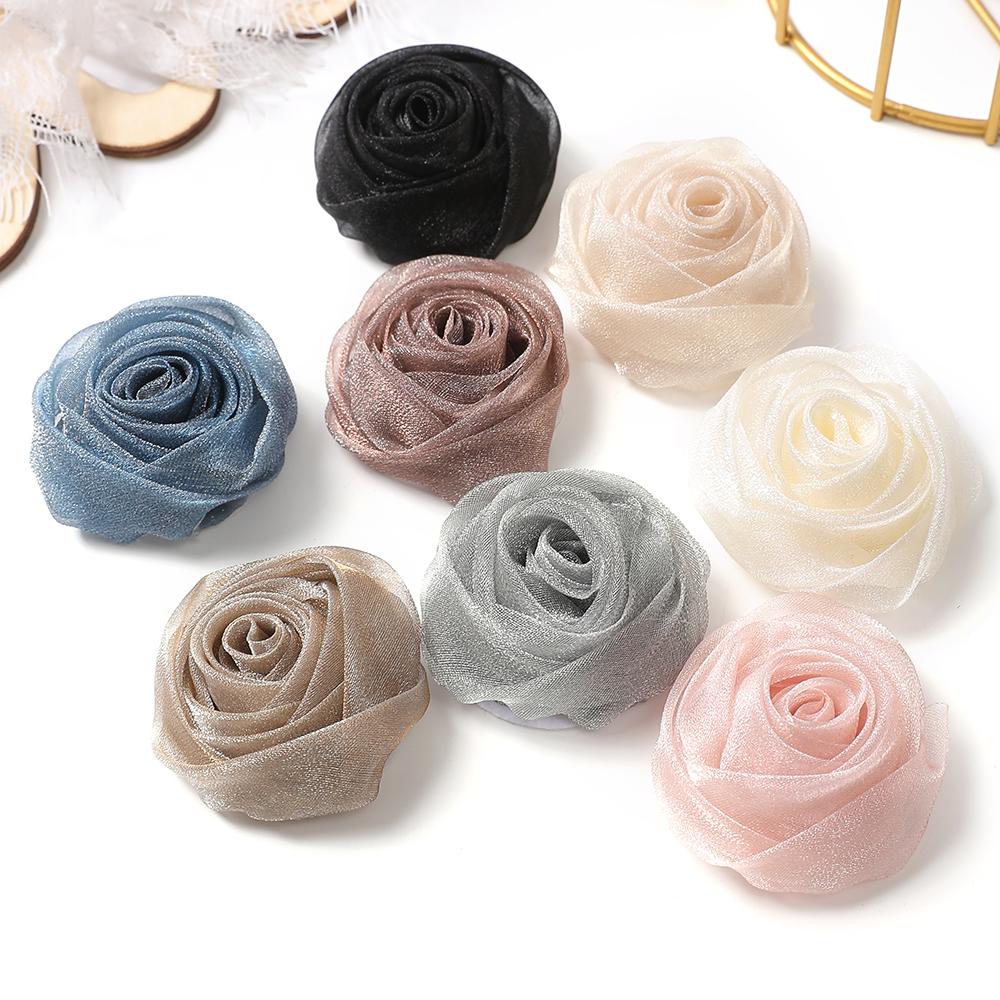 3/5Pcs Chiffon Artificial Flowers Heads 5CM Fake Flower for Home Decor Wedding Decoration Bridal Clothing Crafts Gifts Accessory