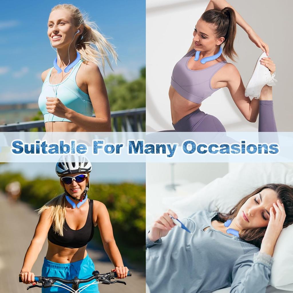 Neck Cooling Tube, Portable Wearable Cooling Neck Wraps Freezes Below 64°F, Reusable Ice Ring Body Cooling Products for Indoor Outdoor Sports