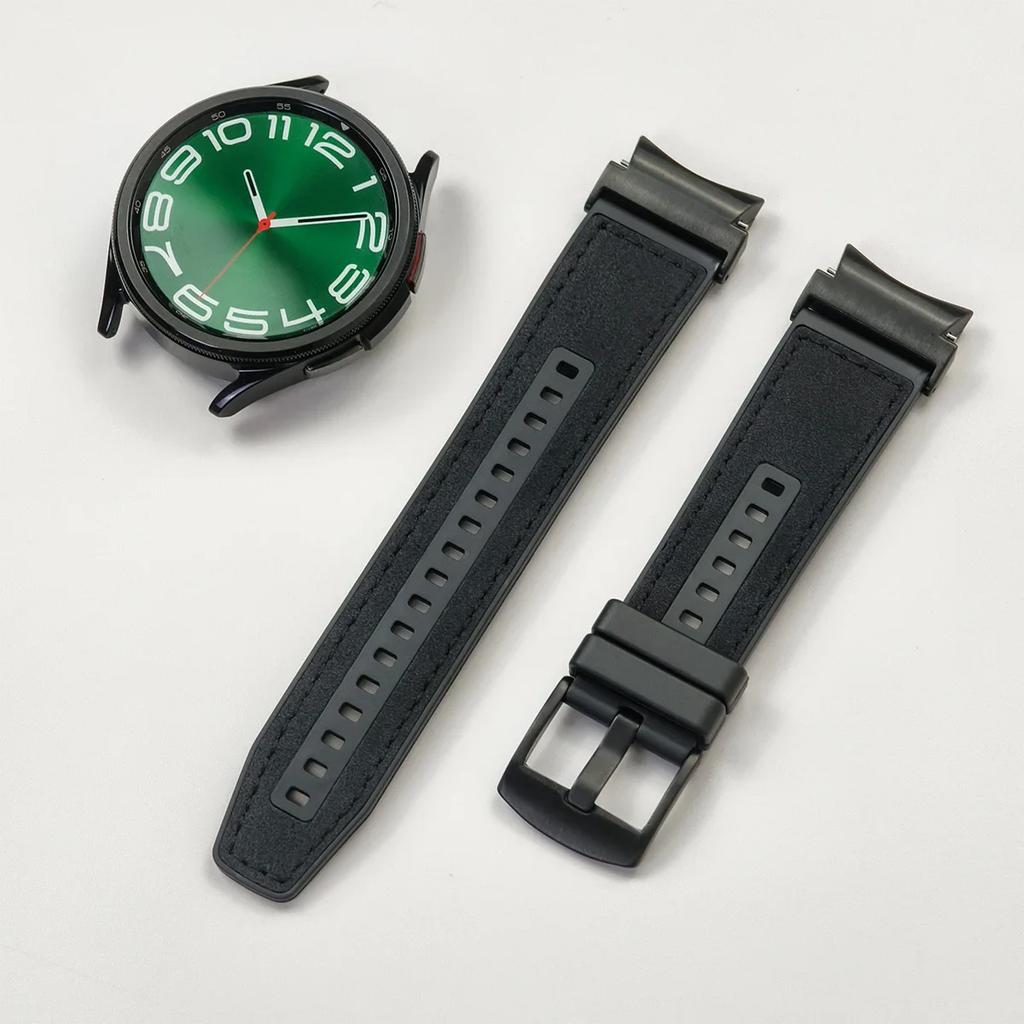 No Gaps Leather Strap for Samsung Galaxy Watch 7 6 5 4 40mm 44mm Watchband Bracelet for Galaxy Watch 6Classic 43 47mm 5Pro 45mm