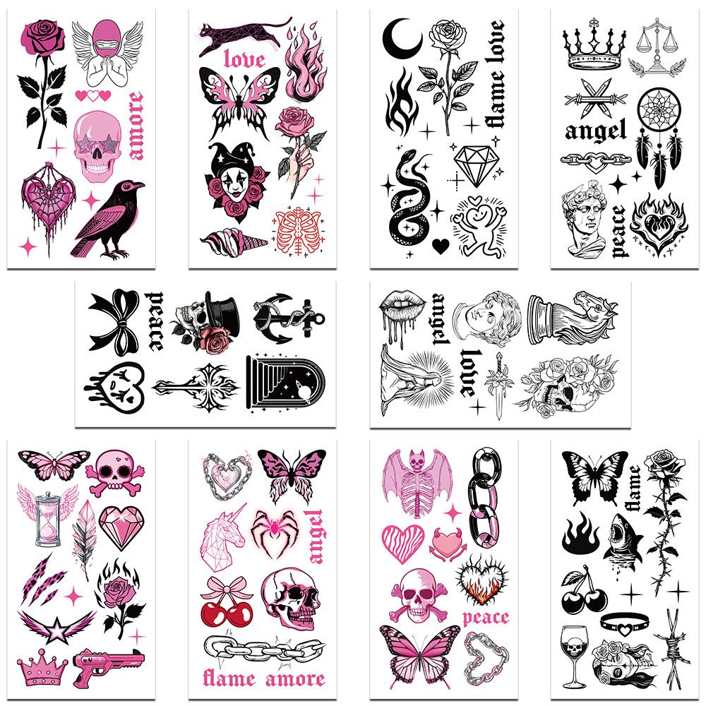 

10 листов мультяшных американских наклеек с черепом для рук, лица, тела, временные водонепроницаемые наклейки для татуировок, детские подарки на вечеринку и фестиваль