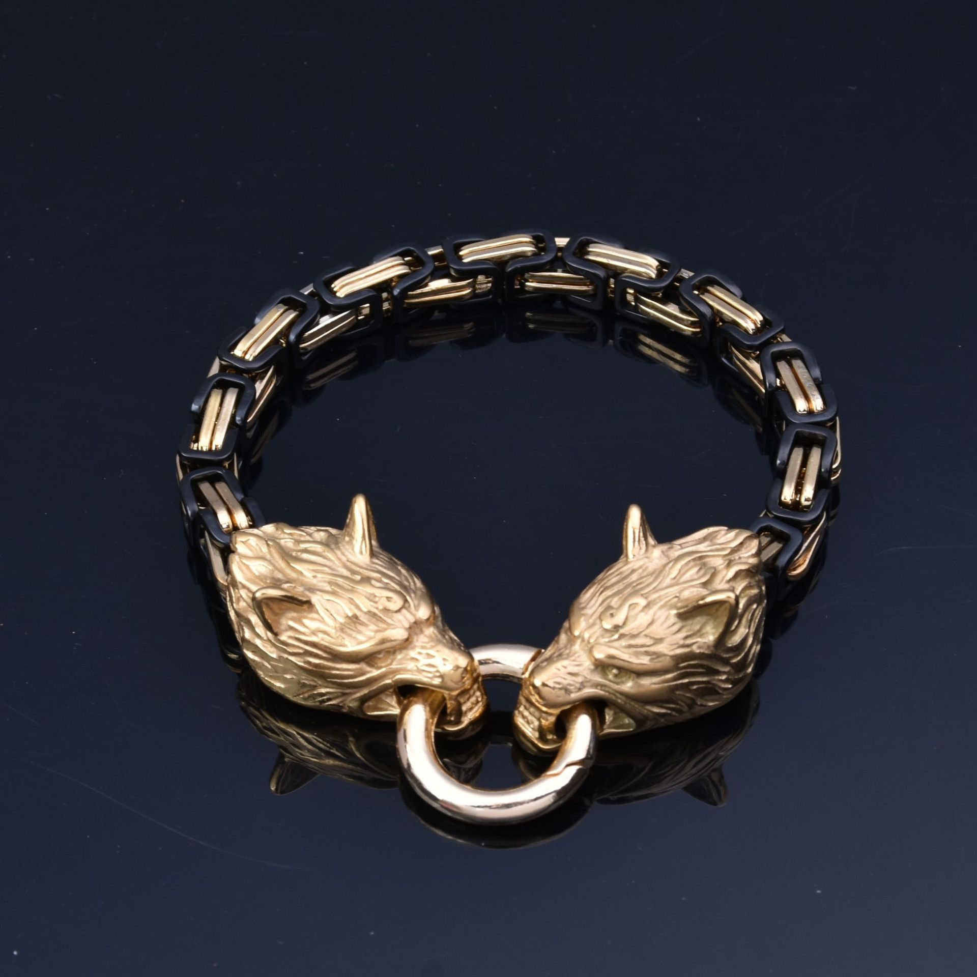 

Мужские ювелирные изделия из браслета с головой волка из нержавеющей стали 19CM