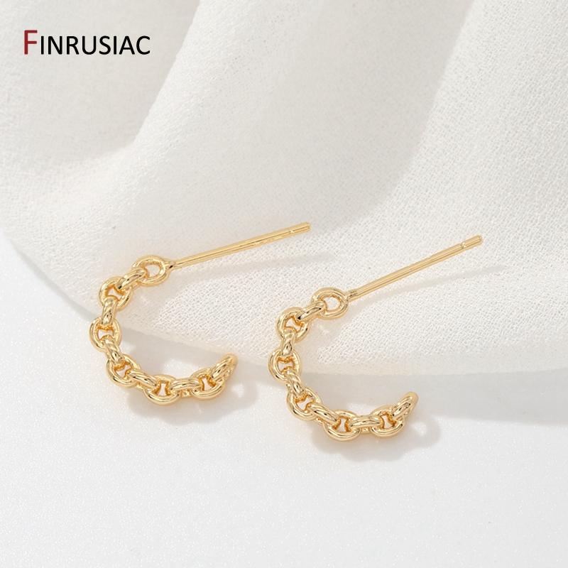 

Trendy Design 14K Gold Plated Classic Post Earrings For Women Simple C-Shaped Stud Earring Female Jewellery Wholesale