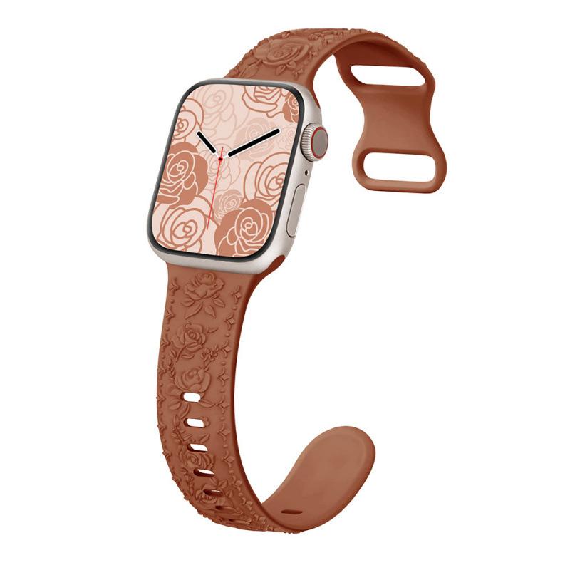 

Силиконовый ремешок с тиснением Роза для Apple Watch Applewatchs10 Ремешок Iwatch98765Se 38/40/41/(10th generation 42mm) universal коричневый