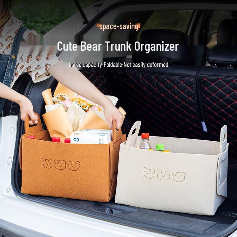 Large Capacity Folding Car Storage Box - Cute Cartoon Design