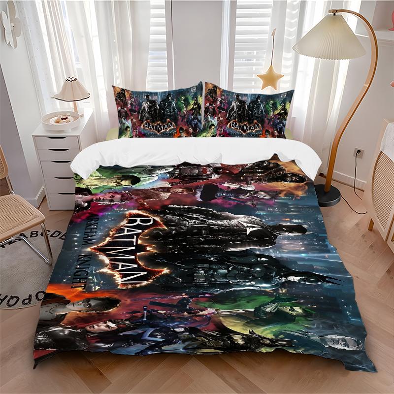 Batman Arkham Knight Villains Printed 3pcs Bedding Set Soft Microfiber 1 Duvet Cover And 2 Pillowcases Home Bedroom Decor Xmas Gift K1820