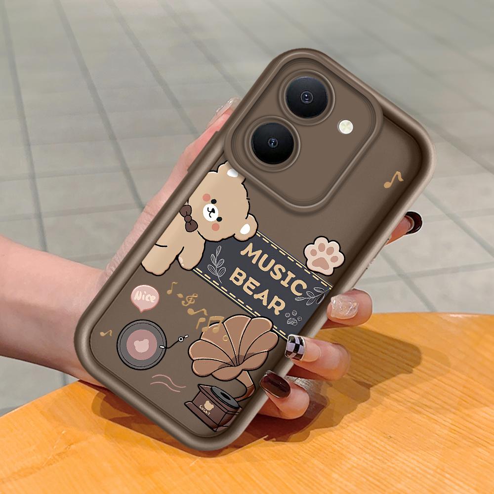 Soft Silicone Square Ladder Printing Pattern Phone Casing Full Cover Camera Shockproof Protection Rubber Case for Vivo