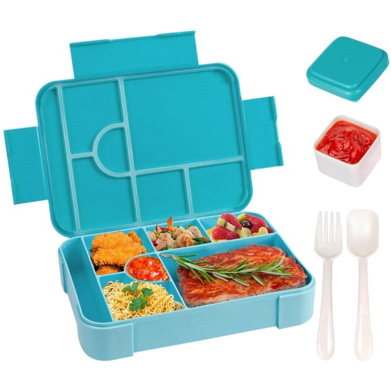 Stackable Plastic Lunch Box with Multiple Compartments Microwave Safe Bentos Container for Students Children School Meal Preparation