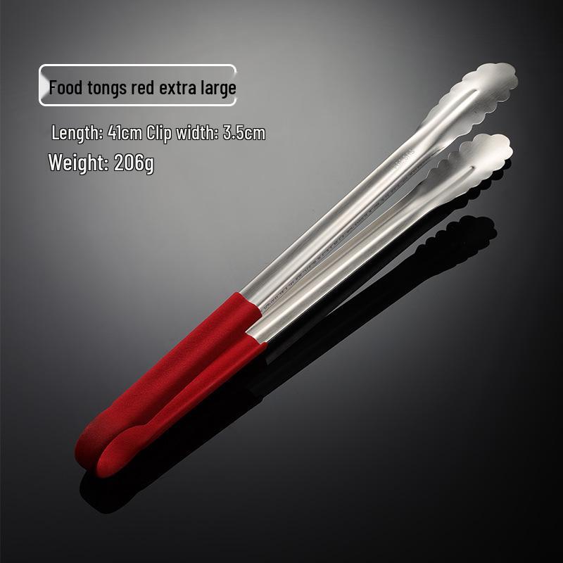 304 Stainless Steel Anti-Scald Silicone Food Tongs for Barbecue, Grilled Meat, Bread, and Baking