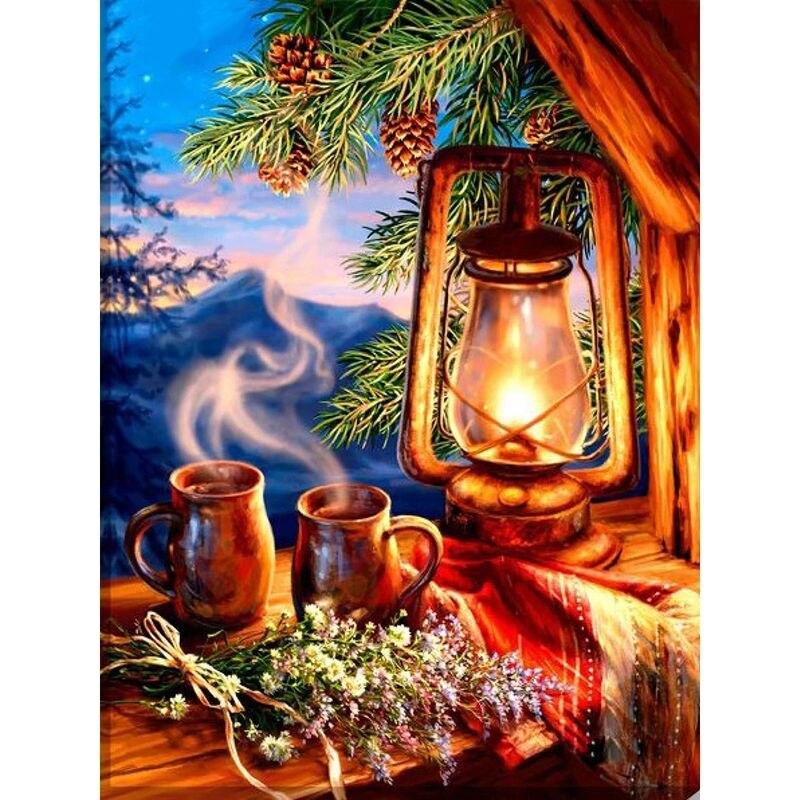 Vollbohrer Diamantmalerei Landschaft 5D DIY Vollrundbohrer Diamantstickerei Kreuzstichset Handarbeit handgefertigt