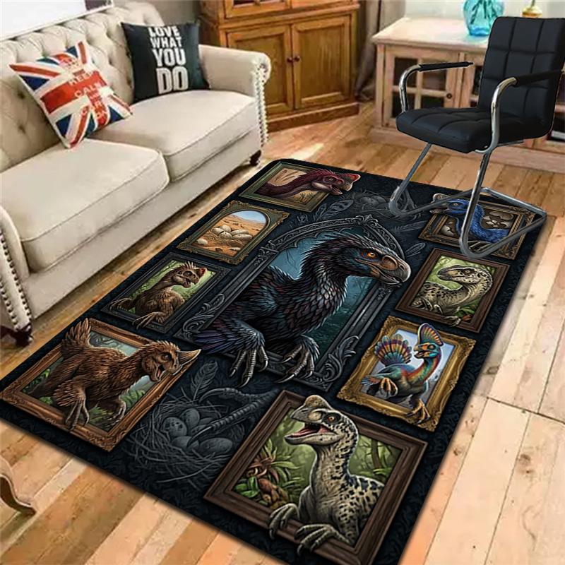 Prehistoric Creatures Pattern Rug Floor Mat for Living Room or Bedroom Soft and Comfortable Carpet a Gift for Birthday and Holiday.
