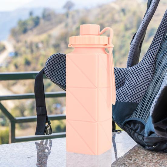Silicone Foldable Water Bottle 610ml Leakproof Collapsible Water Bottle for Travel Camping Hiking Sports Outdoor BPA Free Portable Reusable Water Cup