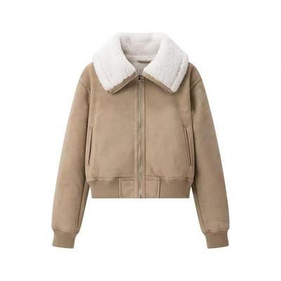 Winter Damenmode All-Match Western-Stil Pelz Einteiler Jacke Baumwolljacke