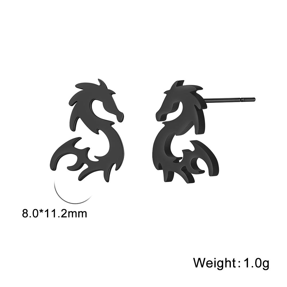 My Shape Punk Dragon Totem Stud Earrings for Men Women Hippop Black Color Stainless Steel Earring Vintage Jewelry Celtics Amulet