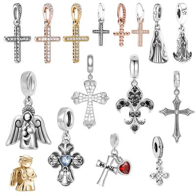 Sprankelende Kruis Hanger Kruis & Hart Beschermengel Bedeltjes Passend op Originele Europese Armbanden Doe-het-zelf Vrouwen Sieraden Cadeau