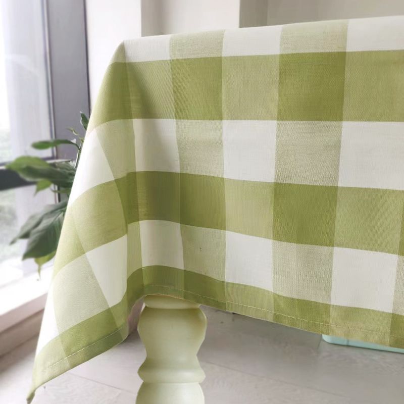 

Tablecloth Fabric Idyllic Minimalist Dining Table Cloth Tablecloth Coffee Table Cloth Green Small Gingham Lace Waterproof Big Green Gingham(No lace) 90*90cm