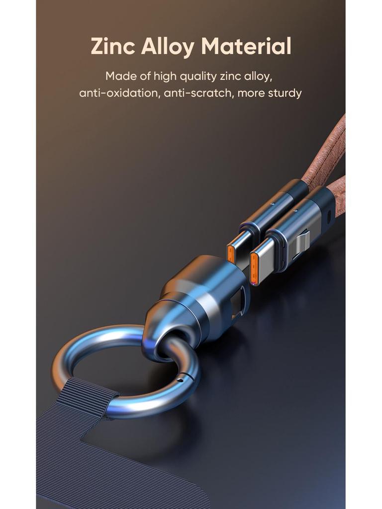 240W Rotating Type-C PD3.0 Fast Charge Keychain Lanyard with Dual Port Data Cable.