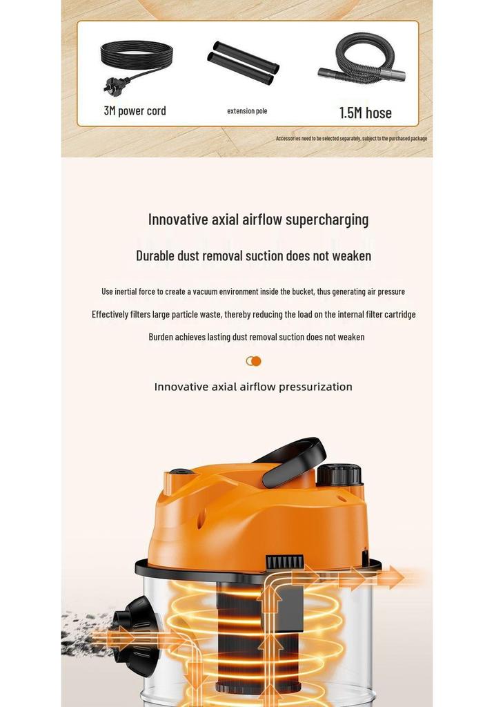 Compact Handheld Vacuum Cleaner with Strong Suction for Wet and Dry Use, Ideal for Initial Cleaning on Carpets