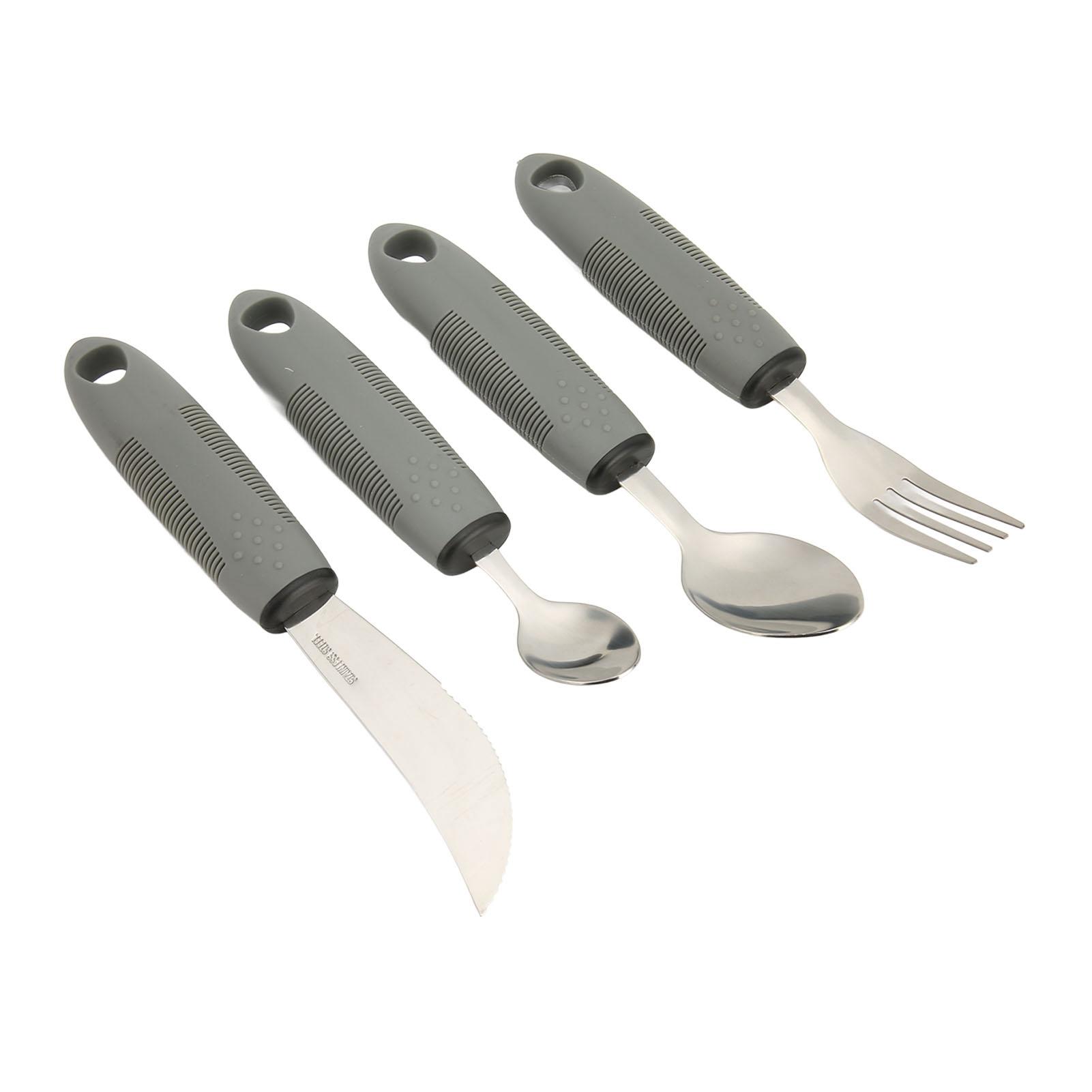 

4 шт. набор столовых приборов из нержавеющей стали вилки ложки с широкой резиновой ручкой набор столовых приборов для дома L