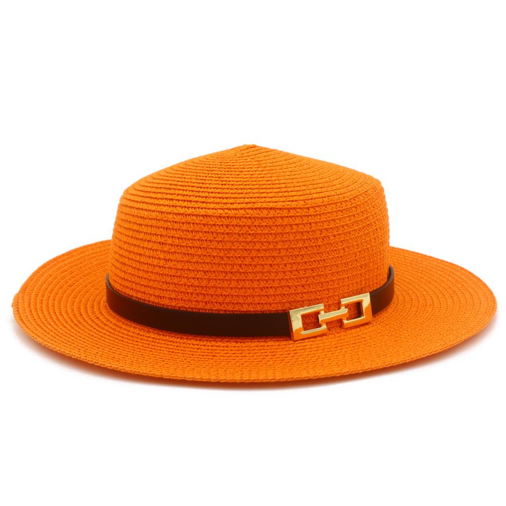 French Flat-top Straw Hat Women's New Spring and Summer Seaside Beach Hat Outdoor Sunscreen Sunshade Retro Straw Top Hat