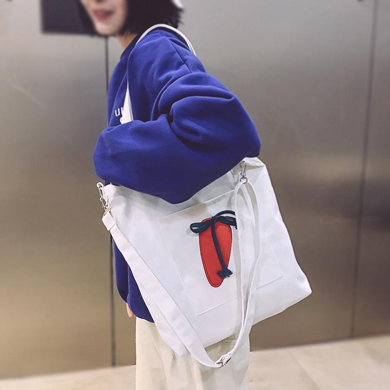 Canvas Bag Women'S Versatile Shoulder Messenger Bag Large Capacity Literary Simple Fashion Commuter Bag