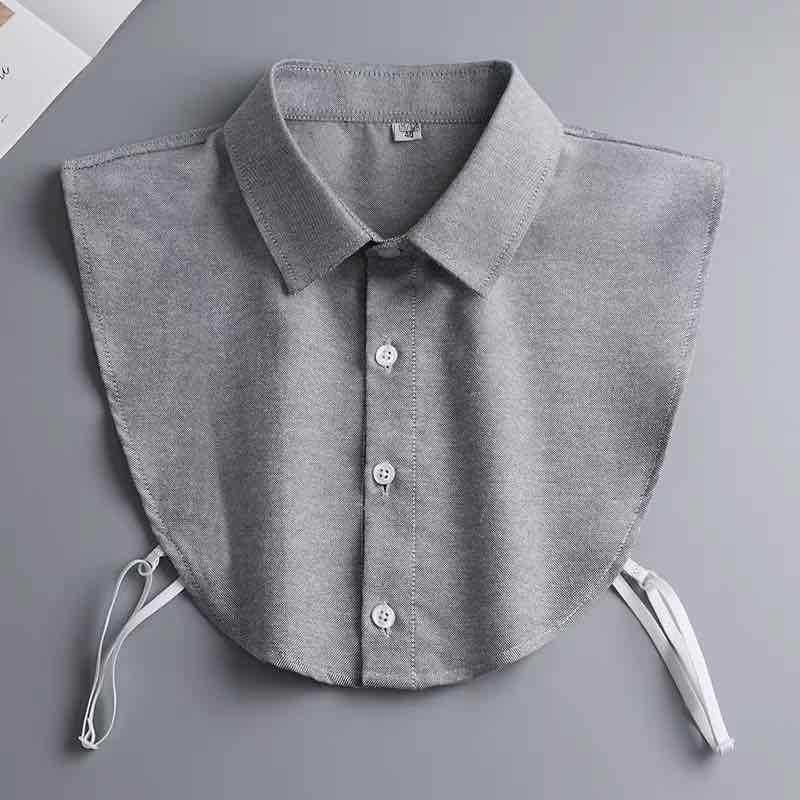 Graue Bluse mit falschem Kragen Elegante Bluse mit Rüschenkante Vielseitiges Hemd für Erwachsene Exquisites einfarbiges Hemd Einzelverpackung Hemd