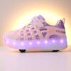 Four-wheel Roller Skates Children's Retractable Automatic Wheel Sports Shoes USB Charging LED Light Sports Shoes