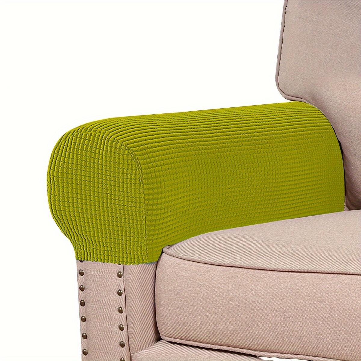 

2 шт. Классические велюровые чехлы на подлокотники дивана, с эластичной лентой, противоскользящие, моющиеся, из полиэстера и спандекса, для защиты мебели зелёный