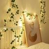 10m/5m/2m Green Leaf Garland LED String Light Fake Plant Greenery Leaves Ivy Hanging Vines For Wedding Home Wall Decoration Xmas
