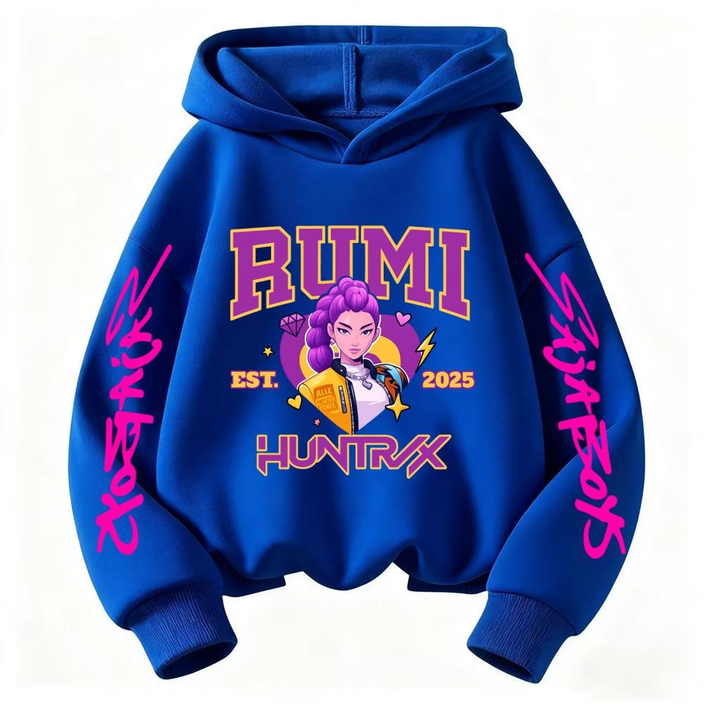 2025 KPop Devil Hunter Cartoon Girl Boy Hooded Sweatshirt Kawaii Children's Korean Wave Casual Fashion Top