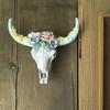 Cow Skull White Ox Head Succulents/Flower Rose Resin Miniature Ornament Home Garden Decorations Animal Figurines Crafts