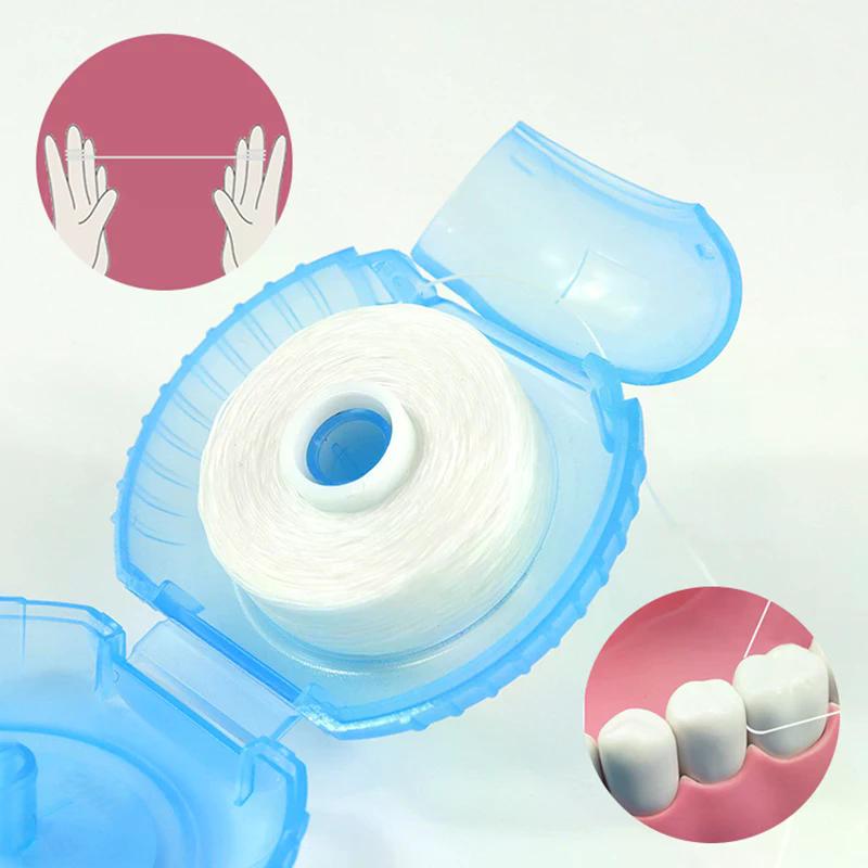 1 Rolo 50m Fio Dental Higiene Bucal Limpeza dos Dentes Fio Dental Encerado Sabor Menta Carretel Fio Dental Palito Limpador de Dentes