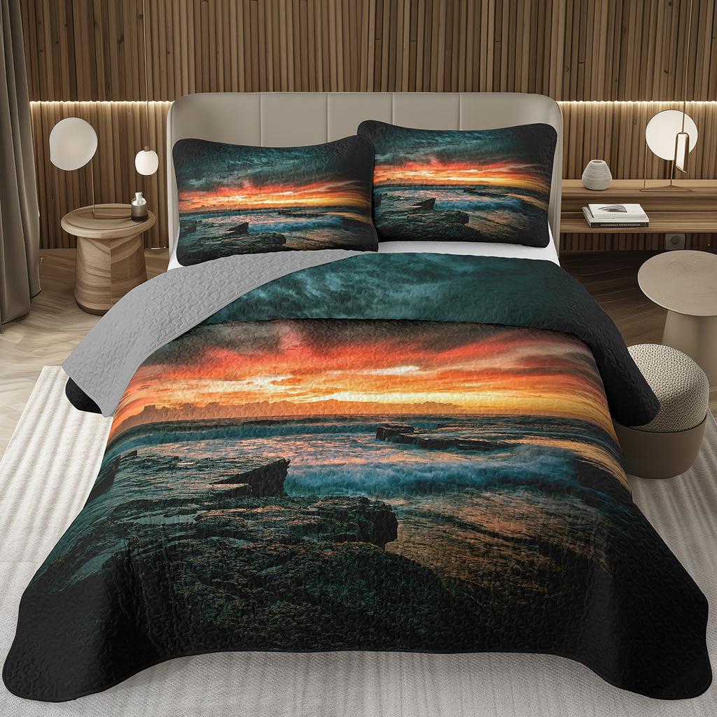 Tree Bedspread Nature Landscape Bedspreads for Boys Girls Reversible Grey Coverlet Set Modern Abstract Art Quilted Bedding Queen