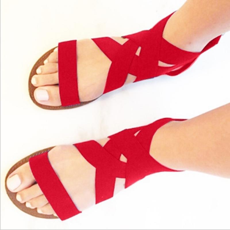 Sandalias de moda de verano para mujer Sandalias de vendaje plano cruzadas  atadas sandalias huecas plus size comprar a buen precio — entrega gratuita,  reseñas reales con fotos — Joom