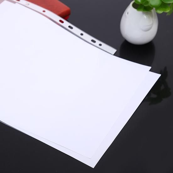 100 Pcs A4 Clear Document Folder Transparent Waterproof Case Document Paper Organizer 11-Hole File Folder for A4 Size Paper School Office Supplies
