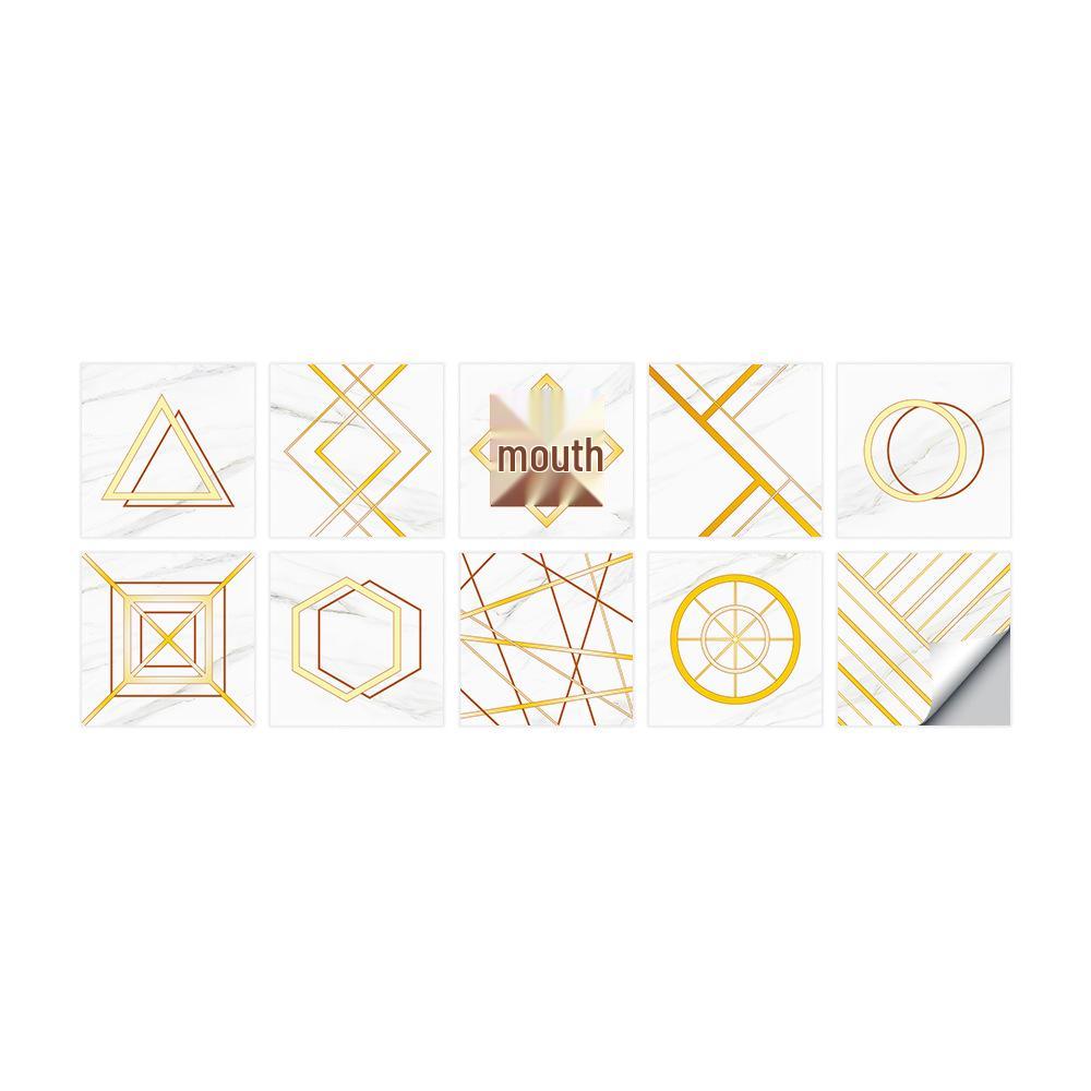 10-Pack European Style Floral Tile Wall Stickers for Living Room and Bathroom - Self-Adhesive PVC Crystal Film